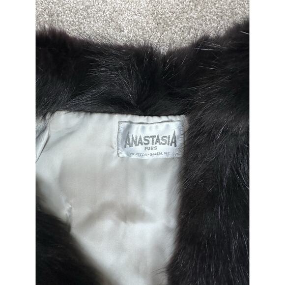 Anastasia VINTAGE GoGo MOD FUR COAT Rabbit Mink Leather Monogram large - Picture 10 of 16